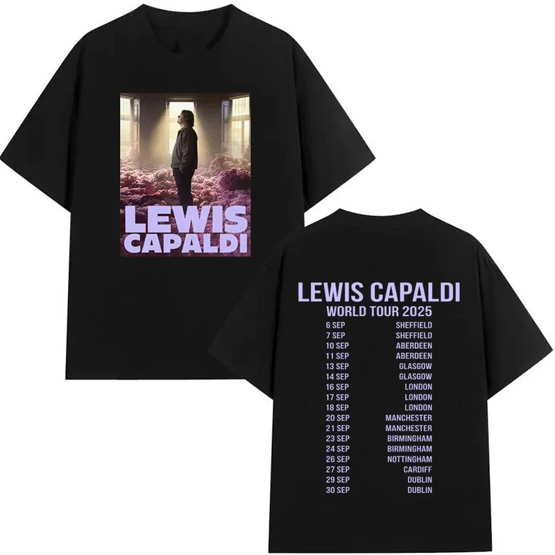 ขายดี เสื้อยืดผู้ชาย Lewis C-Capaldi World Tour สไตล์โกธิค ผ้าฝ้ายซุปเปอร์ ใส่สบาย เสื้อยืดฮิปฮอป ยู