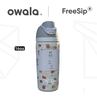Owala Freesip ขวดน้ําฉนวนสําหรับเด็ก 16 ออนซ์ – ถ้วยฟางป้องกันการรั่วไหลสแตนเลสพร้อมที่จับ – BPA-Free สําหรับโรงเรียนกีฬาและการเดินทาง