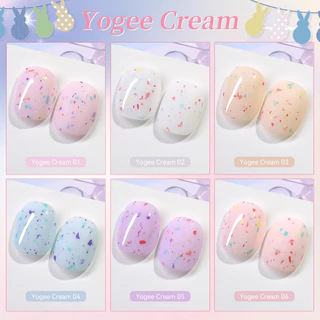 BORN PRETTY 6 ชิ้นครีมสีขาวสีชมพูสีฟ้าเจลเล็บชุดที่มีสีสัน UV เจลเล็บกึ่งถาวรเจลเคลือบเงาเล็บ