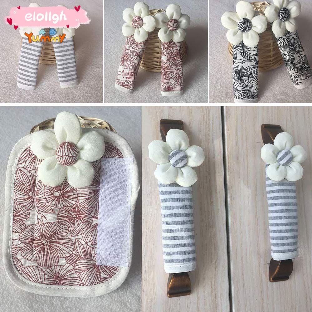 ELOGH ฝาครอบจับดอกไม้, ฝาครอบมือจับตู้เย็นกันฝุ่นดอกไม้, ล้างทําความสะอาดได้ Soft Anti-Static Thicken ลูกบิดประตูครอบคลุมตู้