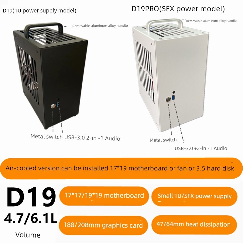 คอม พัดลมเคสคอม ธรรมดา D19PRO โลหะ Mini itx แชสซีขนาดเล็ก SFX แหล่งจ่ายไฟขนาดเล็ก 1U Power Core จอแส