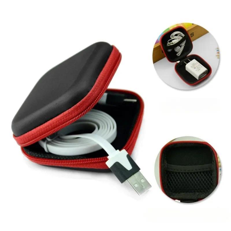 EVA Earphone Case Square Shape Charging Line Cable Organizer Box Portable Coin Storage Bag Keys Hold