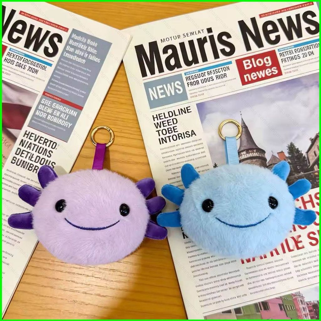 PS1 น่ารัก Axolotl พวงกุญแจตุ๊กตาปุยสีพาสเทลยัดไส้ของเล่น Plushie กระเป๋า Charm SP1