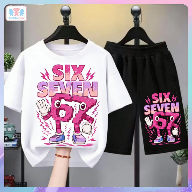 ชุดเด็ก 2 ชิ้น ลายเกม Super Bear Adventure 67 | เสื้อยืด + กางเกงขาสั้น | สไตล์เท่ห์ | ชุดเด็กฮิตใน