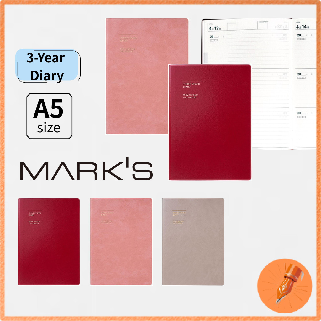 MARK'S A5 Planner Diary Undated January Start 3-Year Softcover Journal in Various Colors