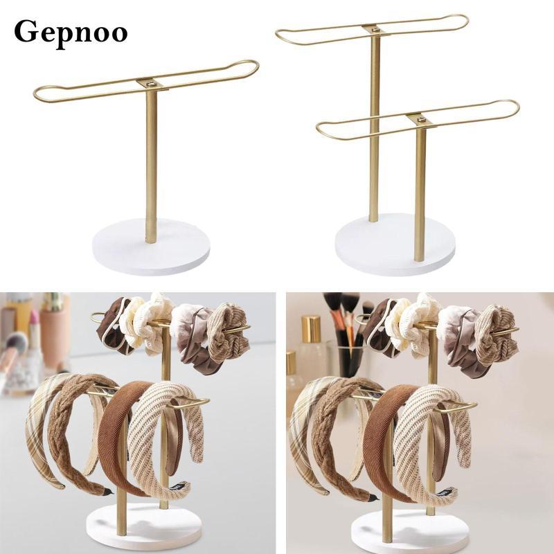 [Gepnoo] ที่วางที่คาดผม, ที่วางเครื่องประดับ, ที่เก็บของ, กะทัดรัด, ที่วางที่คาดผมที่มีเสถียร, ออแกไนเซอร์, ขาตั้งจอแสดงผล Hairband สําหรับ Dresser และต่างหู