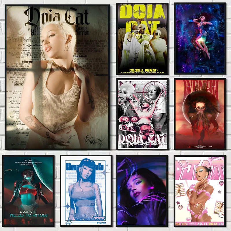 ใหม่ยอดนิยม Raptor Doja Cat โปสเตอร์เดี่ยว HD Art สติกเกอร์กันน้ําห้องนั่งเล่นห้องนอนบาร์ตกแต่งความง