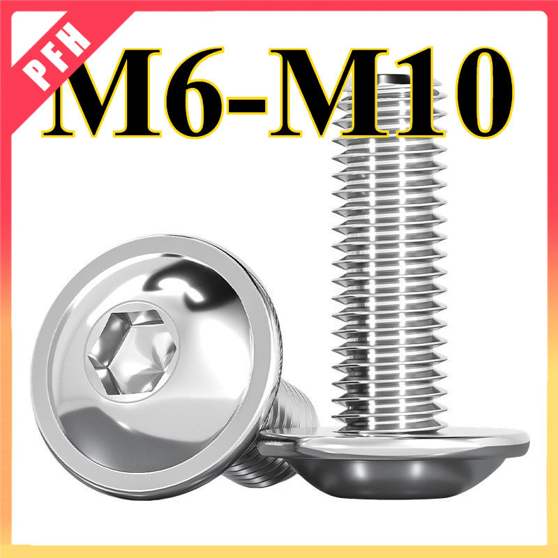 304 หัวกลมสแตนเลสพร้อมฟองน้ําหกเหลี่ยมสกรูโบลต์หัวกระทะหัวกลมครึ่ง M6/M8/M10 (ZH-PFH)