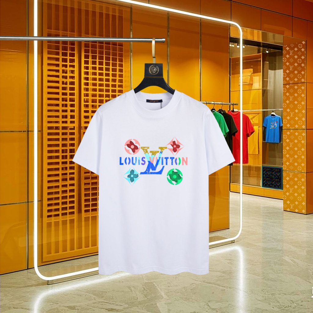 LO% UIS VU & ITTON/L @ V2026 Star คลาสสิกรอบคอแขนสั้นเสื้อยืดผู้ชายผู้หญิง Simple Basic Bottoming ผ้