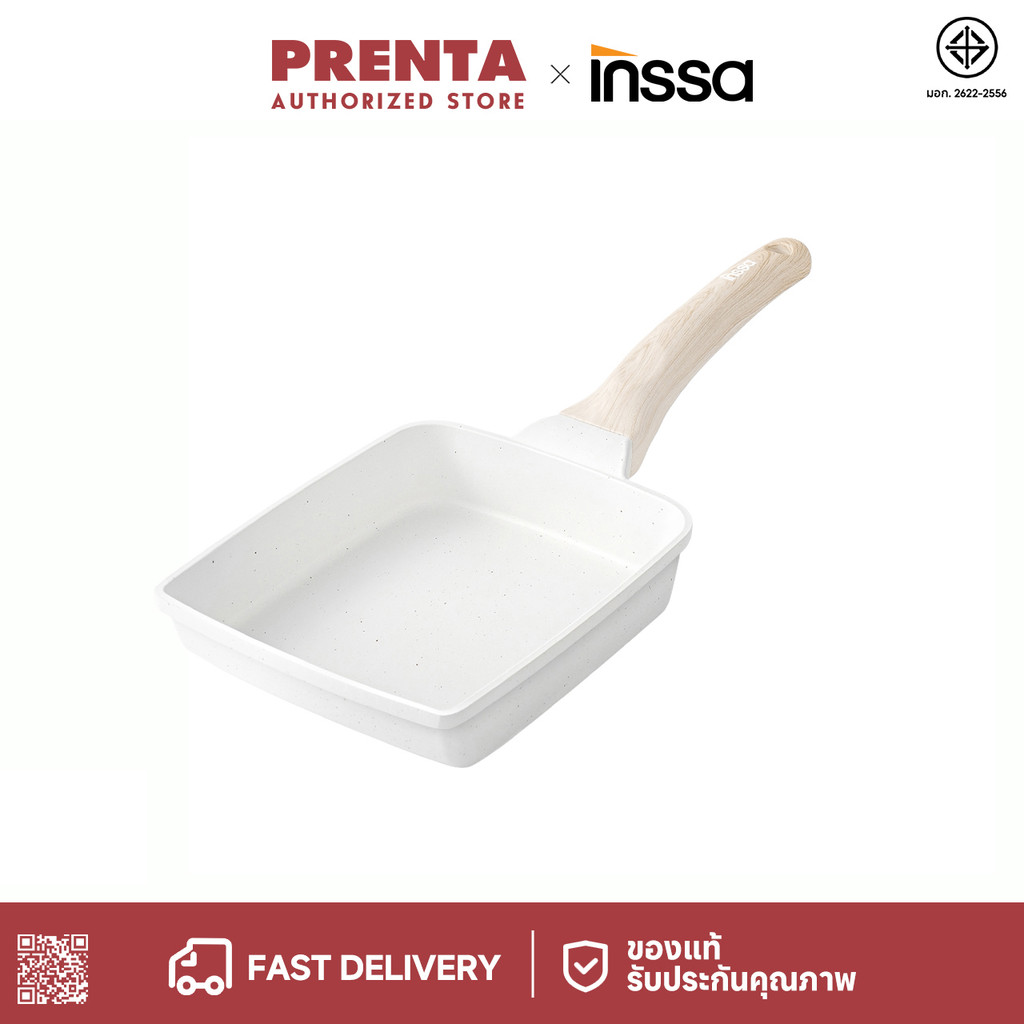 Prenta x INSSA กระทะอาหารเช้า กระทะอะลูมิเนียมหล่อไม่ติด กระทะทามาโกะยากิ เบคอน สเต็ก ทอด GUOJ037