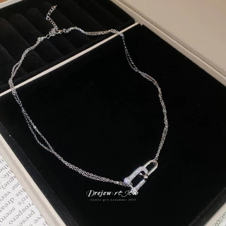 DREJEW U-Lock Zircon สร้อยคอผู้หญิงทอง/เงิน Tone Minimalist Edgy ออกแบบแฟชั่นทุกวันอินเทรนด์อุปกรณ์เสริมคอ