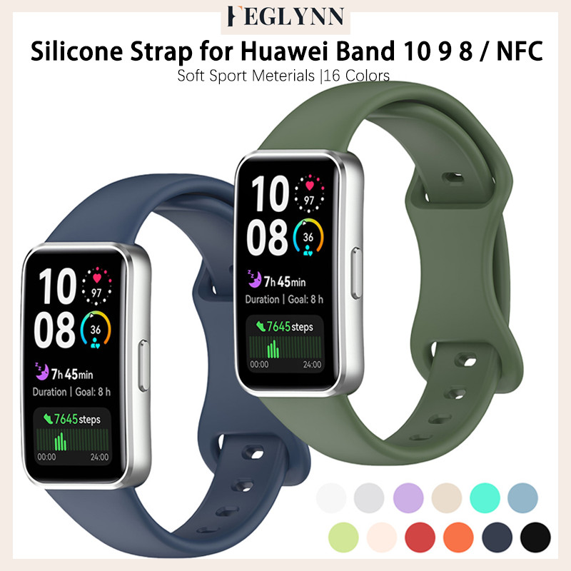 ยางลมหายใจแถบสวมใส่ได้ for Smartwatch Huawei Band 10/9/8 NFC อุปกรณ์เสริมสายรัดซิลิโคนอ่อนและกีฬา for Huawei Band 10/9/8