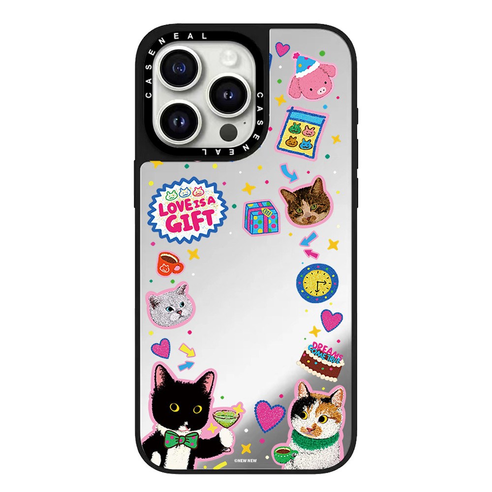 CASENEAL แมววัวน่ารักคุณภาพสูงกระจกเคสโทรศัพท์เหมาะสําหรับiPhone 17ProMax 17pro 17 air 16promax 16 15promax 15 14promax 13 13Promaxแฟชั่นAnti Drop Hard Case ราคา ถูกที่สุด ดีลบีเคเค แกลเลอรีภาพที่ 2