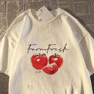 🚚【จัดส่งจากประเทศไทย】เสื้อยืดคอกลมลายมะเขือเทศสุดน่ารัก ระบา…