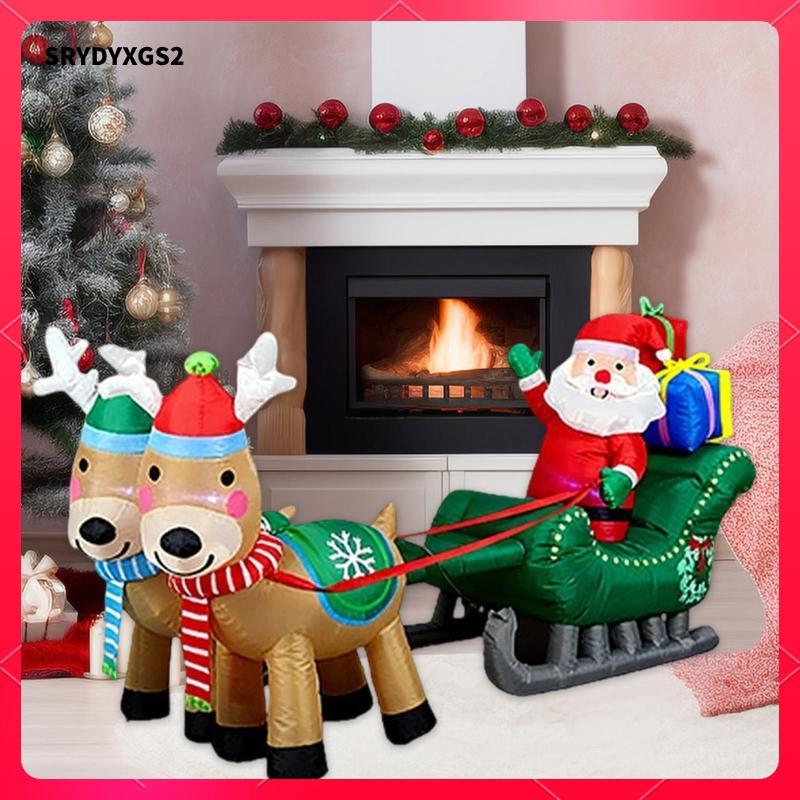 [Srydyxgs2] คริสต์มาสพองในตัว LED น่ารักซานตาคลอสและเลื่อนคริสต์มาสตกแต่งพองสําหรับของขวัญวันหยุด Pl