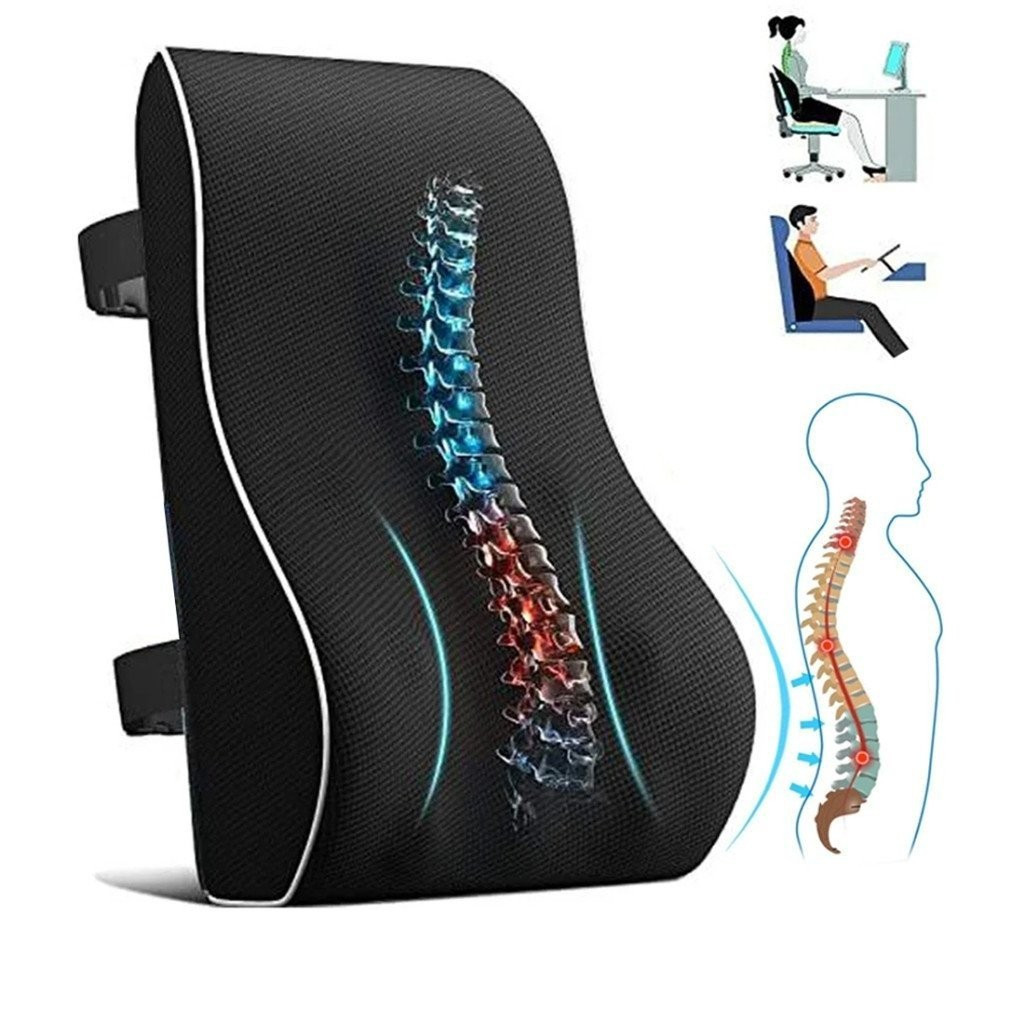 หมอนรองพยุงเอวสําหรับหมอนพยุงหลังเก้าอี้สํานักงานเบาะรองหลังเมมโมรี่โฟมสําหรับบรรเทาอาการปวดปรับปรุง