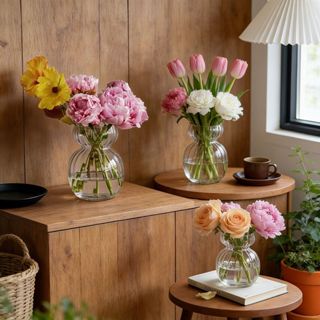 โปร่งใสไฮโดรโปนิกส์พืชแจกันดอกไม้มินิมนุษย์หิมะออกแบบแจกันแก…