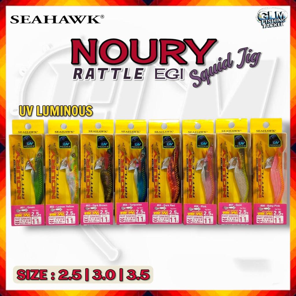SEAHAWK NOURY RATTLE EGI SQUID JIG UV LUMINOUS CANDAT SOTONG EGING ขนาด 1.8/2.2/2.5/3.0/3.5