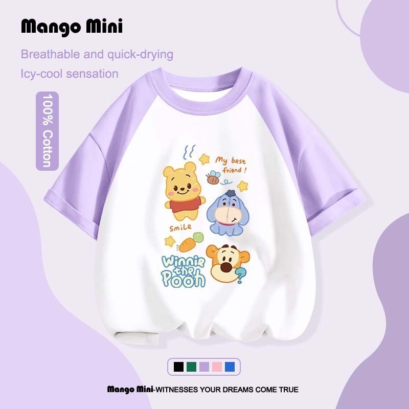 CODBaju T Shirt Budak Winnie the Pooh 100% Premium cotto Coloron tidak luntur Prints wan kem (Ready 