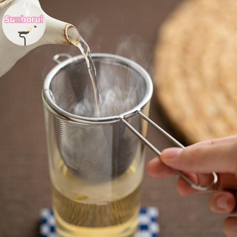Sunborui สแตนเลสชา Infuser นํากลับมาใช้ใหม่ชารั่วกรองกาน้ําชากรองเดี่ยวหูรูปร่างกาแฟสมุนไพรเครื่องเทศ Diffuser พร้อมที่จับ TH