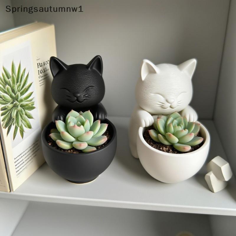 SPR หม้อรูปแมวมีรูระบายน้ําออกแบบเฉพาะสําหรับดอกไม้ขนาดเล็กและกระบองเพชรห้องนอนสํานักงานเดสก์ท็อปเคร