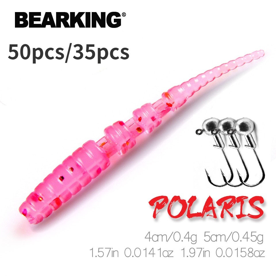 BEARKING ตกปลา Polaris เหยื่อพลาสติกอ่อนสําหรับ Grouper Snapper Snakehead Tarpon Shore Casting ตกปลาน้ําเค็ม Ultralight (50 ชิ้น x 4 ซม./5 ซม.)