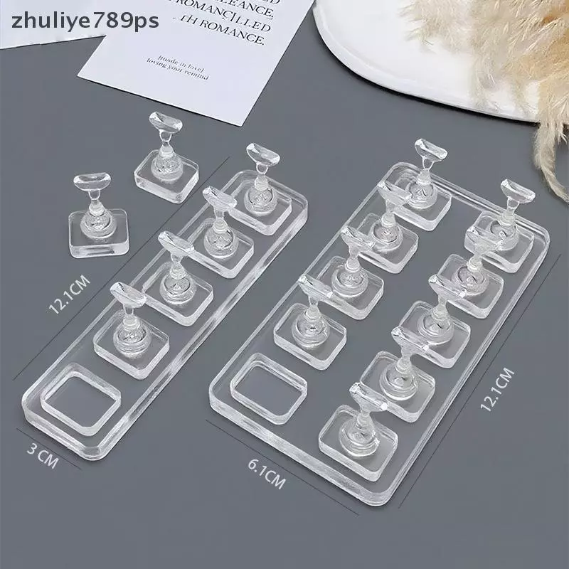 Zhuliye789ps] 1/5/10 Grid Non-Magnetic Nail Stand ตัวอย่างเล็บจอแสดงผลผู้ถือยาทาเล็บเคล็ดลับเล็บนํากลับมาใช้ใหม่ใหม่