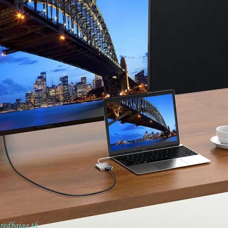 Redbaiaa 3 in 1 USB C Docking Station Type C to HDTV 4K Splitter PD100W USB3 0 Power