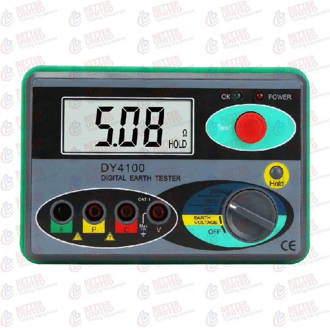 Dans Dans ขายร้อน DY4100 ฉนวนกันความร้อน Digital Earth Ground Resistance Ohm Tester Earth Resistance
