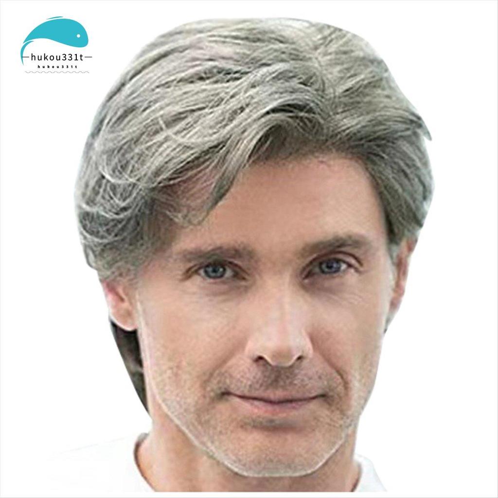 Wigs Man Wigs กับ Bangs ความร้อนทน Glueless วิกผมสังเคราะห์สําหรับชายวิกผมสั้นคอสเพลย์วิกผมทุกวันใช้
