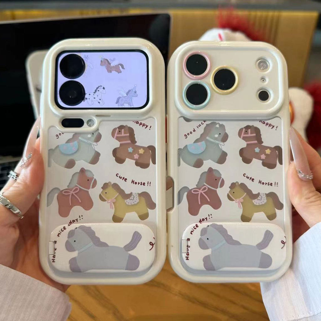 Hollow Color Pony เหมาะสําหรับ iPhone17pro เคสโทรศัพท์ Apple 16Promax Huawei mate80P80K70 Xiaomi 17n