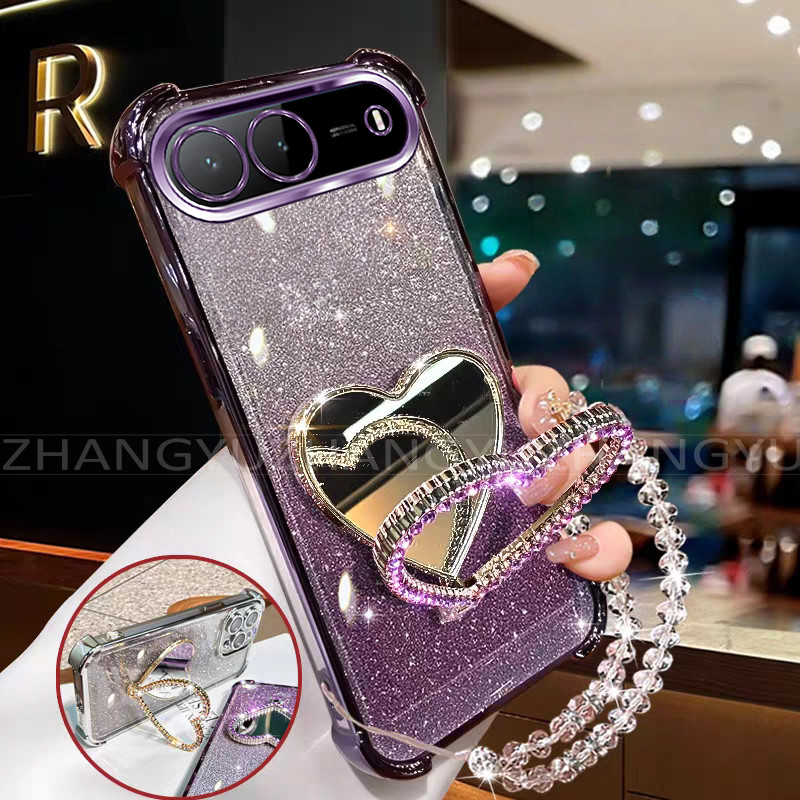 เหมาะสําหรับ Infinix Hot 60i 5G SPARK GO 5G เคสโทรศัพท์ใหม่ Diamond Love Stand พร้อมสร้อยข้อมือกันกร