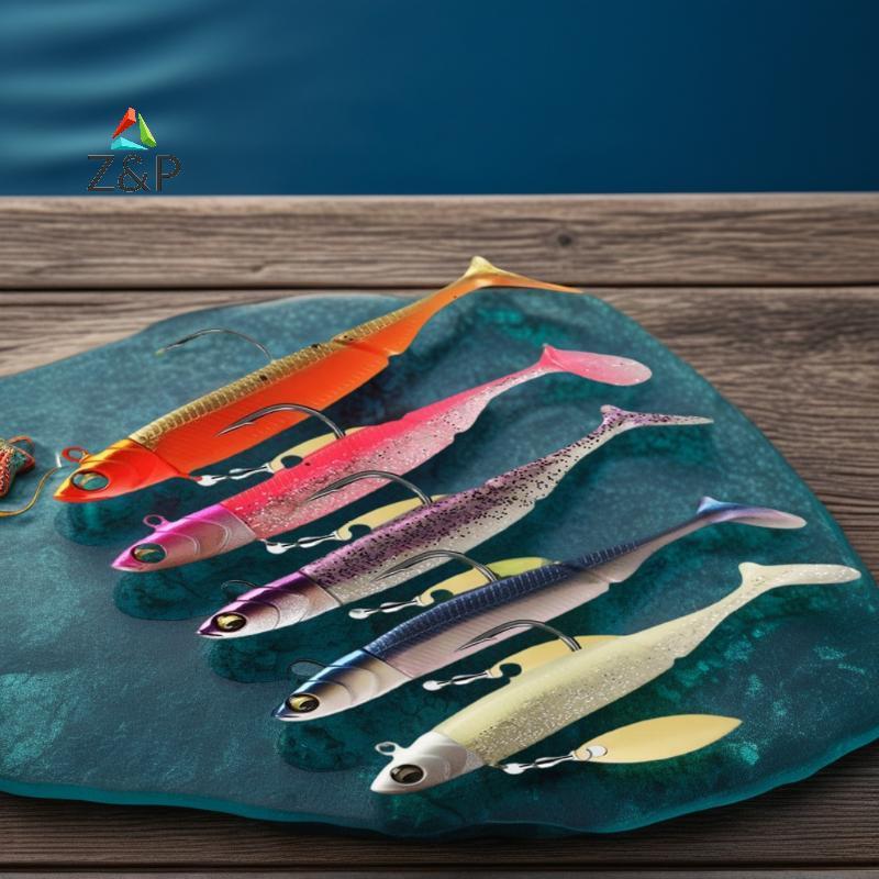 [Z&PT] Glow-In-The-Dark T-Tail Lead Soft Bait Set 9.5cm 20g Single Hook Glitter Bionic Bait เหยื่อตก