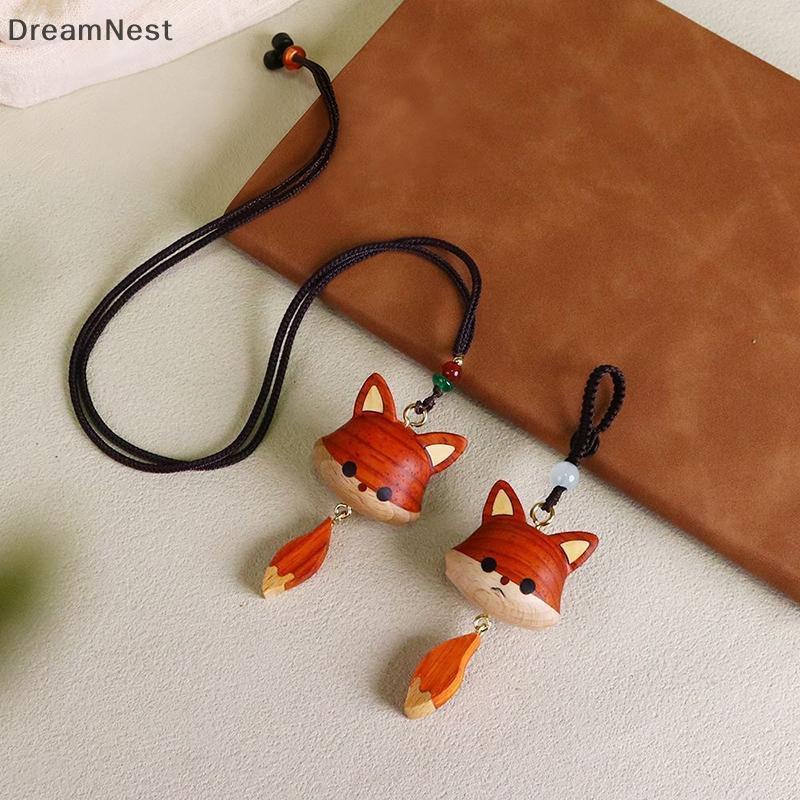 [DreamNest] ไม้แกะสลักด้วยมือจี้สุนัขจิ้งจอกน้อยน่ารัก Nelace พวงกุญแจอุปกรณ์ตกแต่งอเนกประสงค์เครื่องประดับของขวัญ (th)