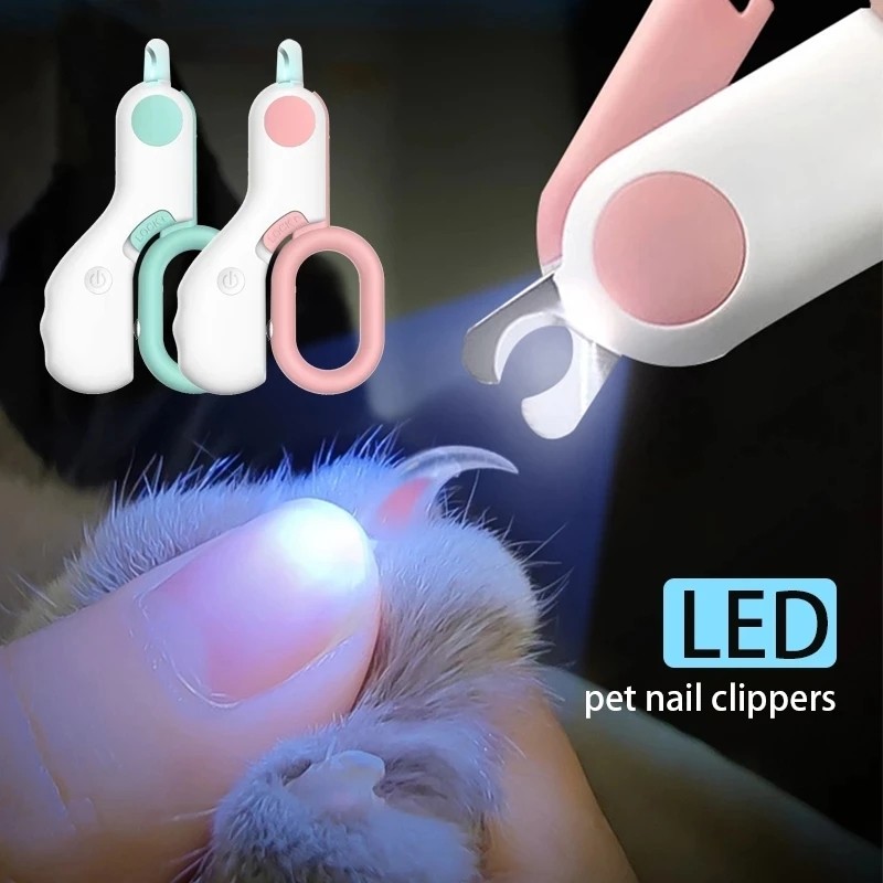 Professional Pet Nail Clipper LED Light Pet Nail Clipper Claw Grooming Scissors for Cats Small Dogs 