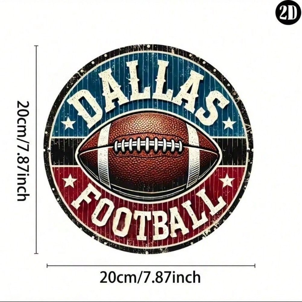 HELLOYOUNG ป้ายดีบุกโลหะวินเทจ Dallas Football Wall Art โปสเตอร์ 8x8 Man Cave Decor