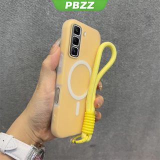 PBZZ Jelly สี 2 in 1 เคสสําหรับ infinix hot 50 60 pro plus hot 50 60 60i 4g เคสโทรศัพท์กันกระแทก ดีไซน์ใหม่ความงามพร้อมเชือกเส้นเล็ก Wireless Magnetic สีดํา GDBSWX02