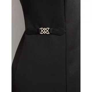 [Pomelo] มินิเดรสทรงเอแขนกุดแต่งกระดุมทองช่วงเอว / Square Neck Sleeveless A-Line Mini Dress