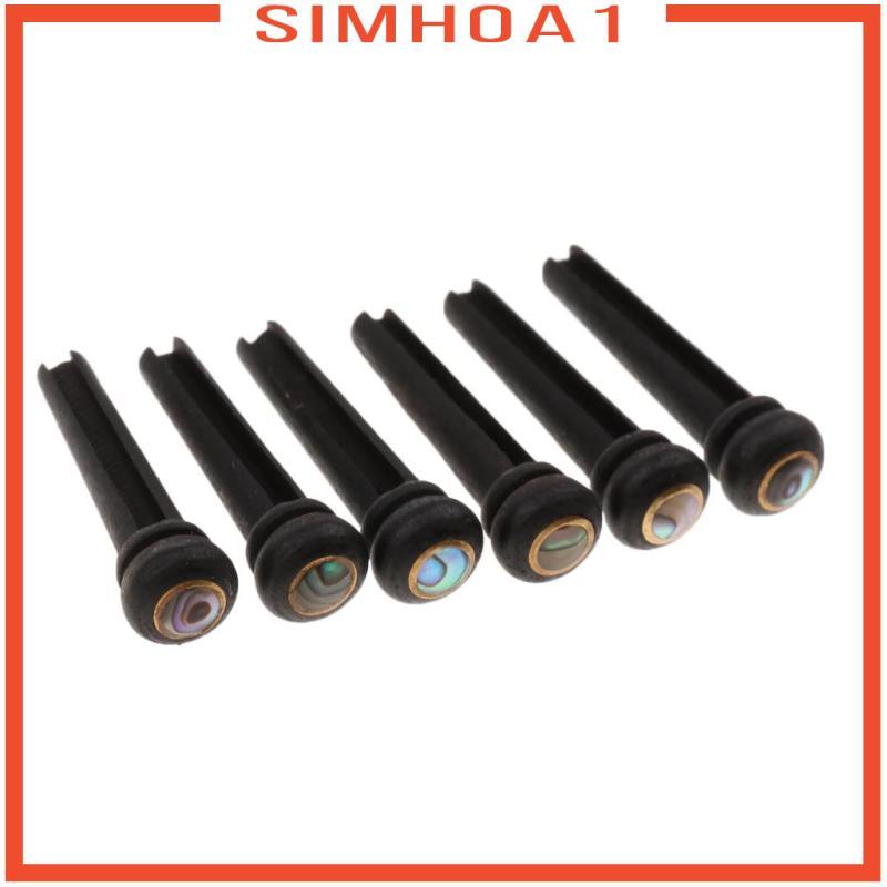 [Simhoa1] 6 ชิ้น Dot Guitar Bridge End Pin Ebony และสีเขียวขนาดใหญ่สําหรับกีตาร์โปร่ง