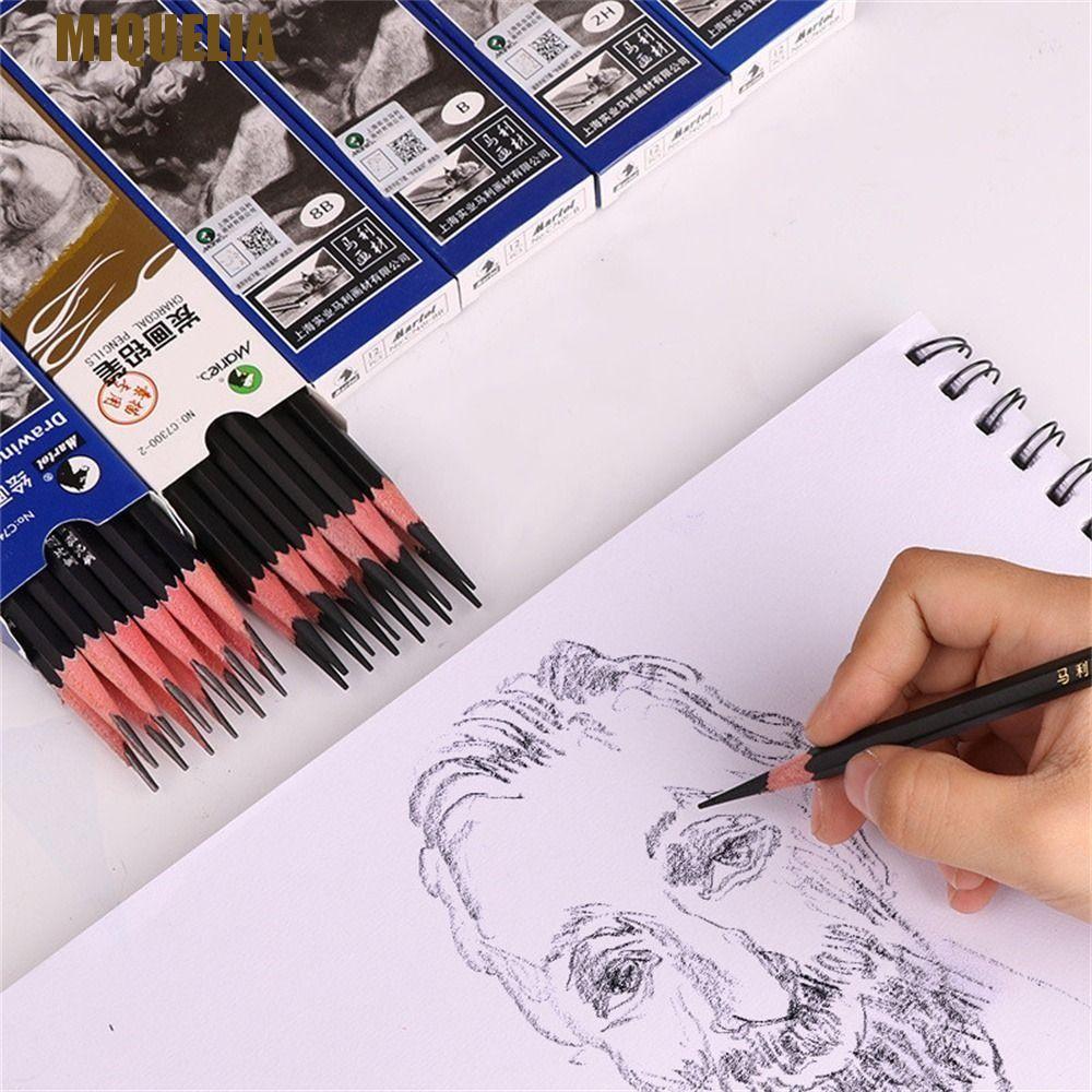 MIQUELIA 12 ชิ้น Sketch ดินสอดินสอสีดํา 12B 14B 12 ชิ้น/กล่อง 7B 8B 10B Art เครื่องเขียน 3B 4B 5B 6B