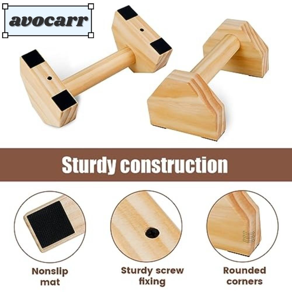AVOCAR ขาตั้งวิดพื้นคู่ ยาว 30 ซม. ฐานกันลื่น Push Up Bars, อุปกรณ์ออกกําลังกายแบบพกพาด้ามไม้ Dip St