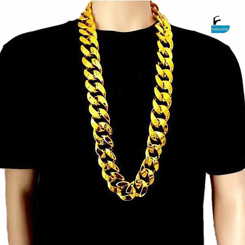 [GIK] ขนาดใหญ่ Chunky Chain สร้อยคอสีทอง 50-120 ซม.Hip Hop Punk Gothic Rock จี้ Party Props [VN]