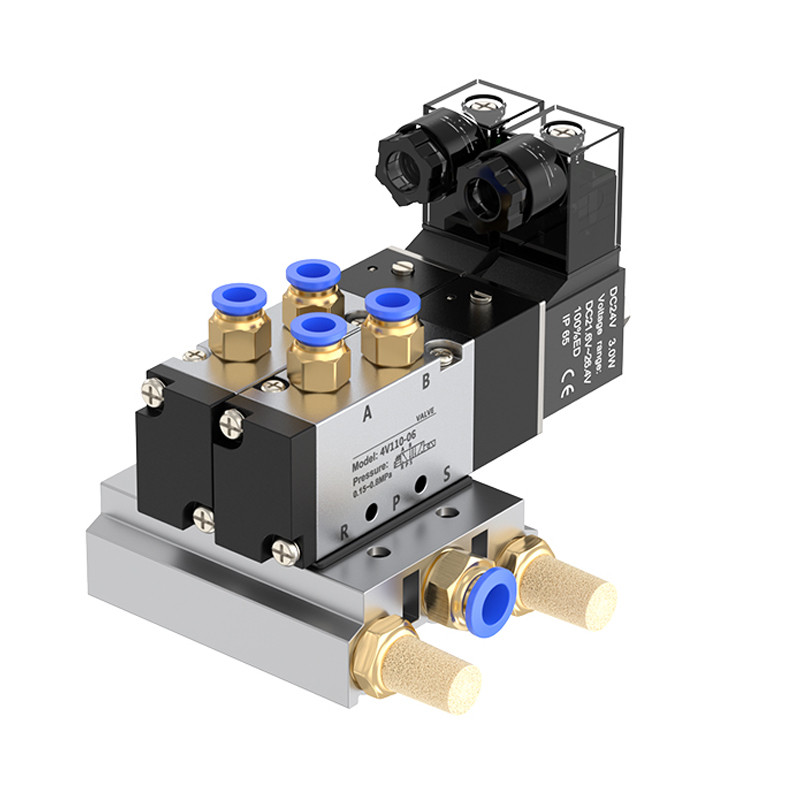 4V110-06 110/220V AC 12/24V DC 2/3/4 Way Multi Option Pneumatic Solenoid วาล์วบล็อกท่อไอเสียฐาน Mani
