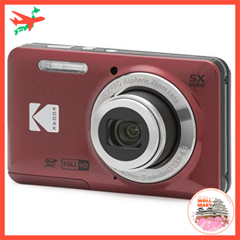 Digital Camera KODAK PIXPRO FZ55 Easy Zoom 16MP 5x Optical Zoom 28mm Wide 2.7 Inch LCD Red