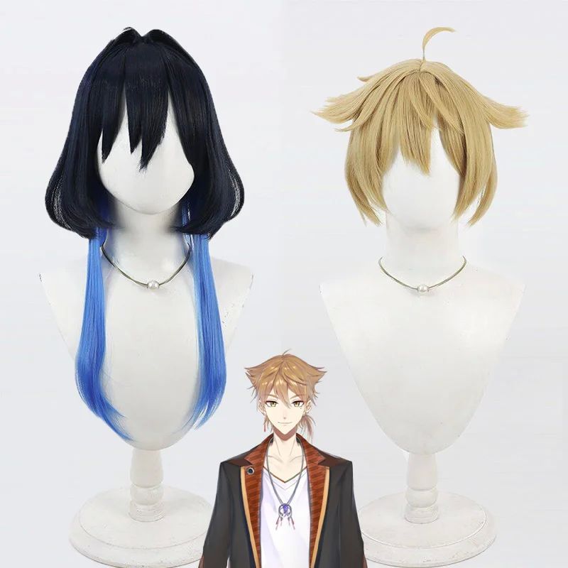 Vtuber Ourao Kronii Nijisanji คอสเพลย์วิกผมยาวสีดํา Blue Blond ผมสําหรับผู้หญิงทนความร้อนสังเคราะห์ป