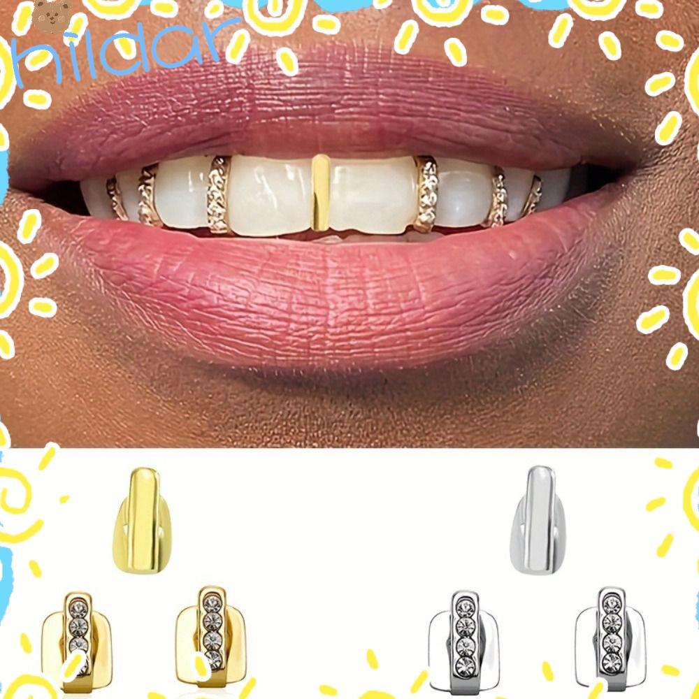 HLAR Set 3 ชิ้น Hip Hop Grillz, Hollow Grillz และ Rhinestone Grillz สำหรับผู้ชายและผู้หญิง