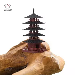 Pengatao09 Mini Pagoda รูปปั้นจีนโบราณอาคารรุ่น Pavilion ตกแต่งจําลองรูปปั้น Zen Garden Aquarium บอนไซตกแต่งใหม่