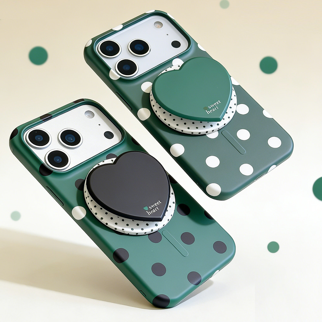 Magnetic Dark Green Full Screen Polka Dot Iphone case เคสโทรศัพท์ราคาถูก เหมาะสําหรับ iPhone17ProMax 16Pro15Max 1413