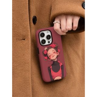 2-in-1 สาวการ์ตูน Apple 17/16 เคสโทรศัพท์ iPhone 15 Pro Max ฟิล์มใหม่ 14/13 Creative 12/11 Pro Max 7/8 Plus เคสโทรศัพท์เคลือบเงาสองชั้น