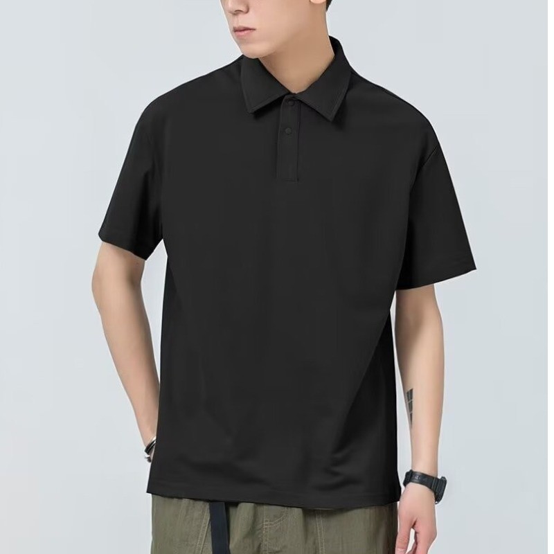 Tkorea สวมเสื้อเชิ้ตสีทึบปกเสื้อโปโลขนาดคอปก tw ผู้ชายครึ่งฤดูร้อนแขนสั้นทํางานทํางานทํางานทํางานใหญ